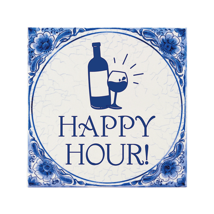 Delftsblauw Tegel Happy Hour 15cm van Paper Dreams koop je bij Partywinkel