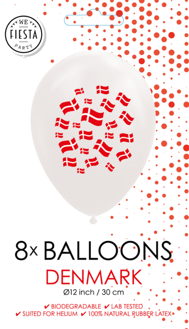 Denemarken Ballonnen 30cm 8st van WeFiesta koop je bij Partywinkel