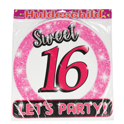 Deurbord 16 Jaar Sweet 16 Lets Party! 50cm van Paper Dreams koop je bij Partywinkel