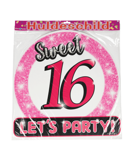 Deurbord 16 Jaar Sweet 16 Lets Party! 50cm van Paper Dreams koop je bij Partywinkel