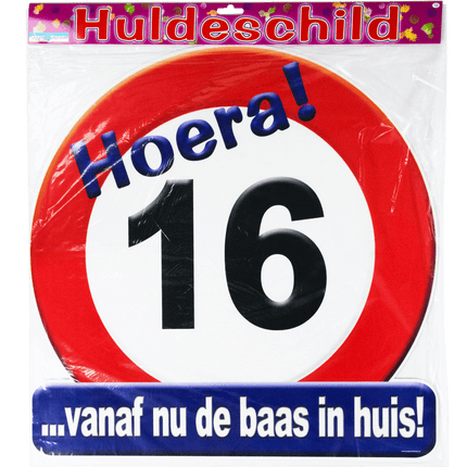 Deurbord 16 jaar Verkeersbord 50cm van Paper Dreams koop je bij Partywinkel