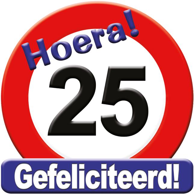 Deurbord 25 Jaar Verkeersbord 50cm van Paper Dreams koop je bij Partywinkel