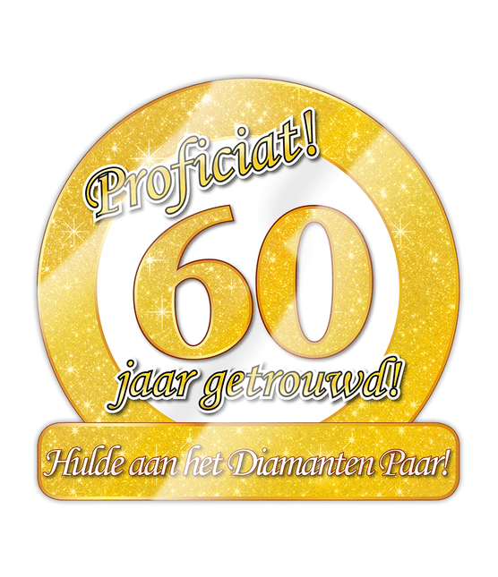 Deurbord 60 Jaar Getrouwd 50cm van Paper Dreams koop je bij Partywinkel