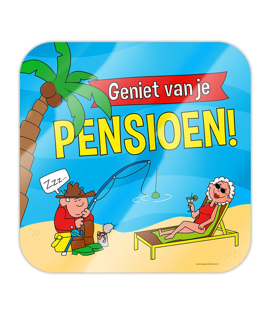Deurbord Pensioen Cartoon 50cm van Paper Dreams koop je bij Partywinkel