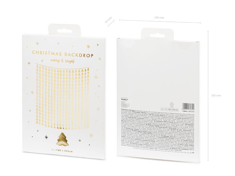 Deurgordijn Kerstbomen Goud 2,45m van Partydeco koop je bij Partywinkel