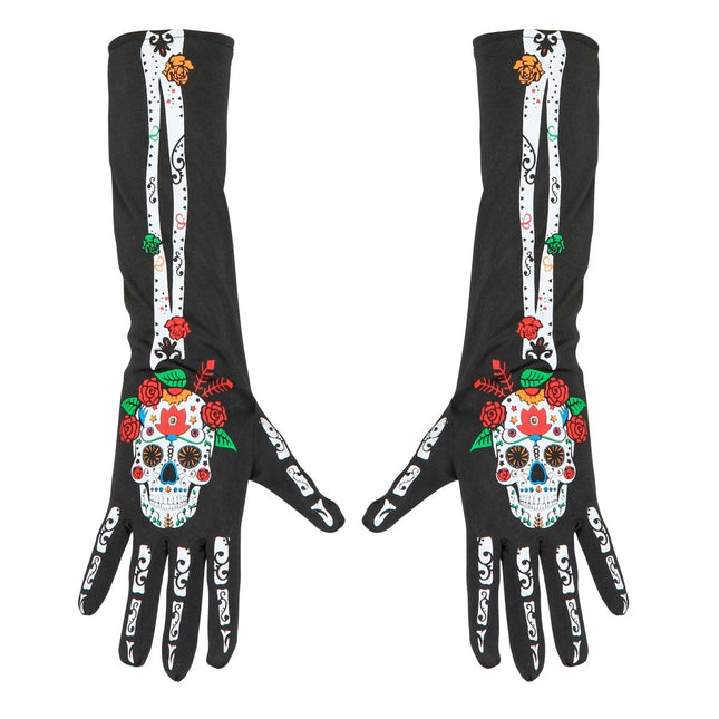 Dia De Los Muertos Handschoenen 40cm van Widmann koop je bij Partywinkel