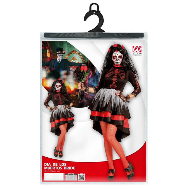Dia De Los Muertos Jurk Rood Zwart Dames van Widmann koop je bij Partywinkel