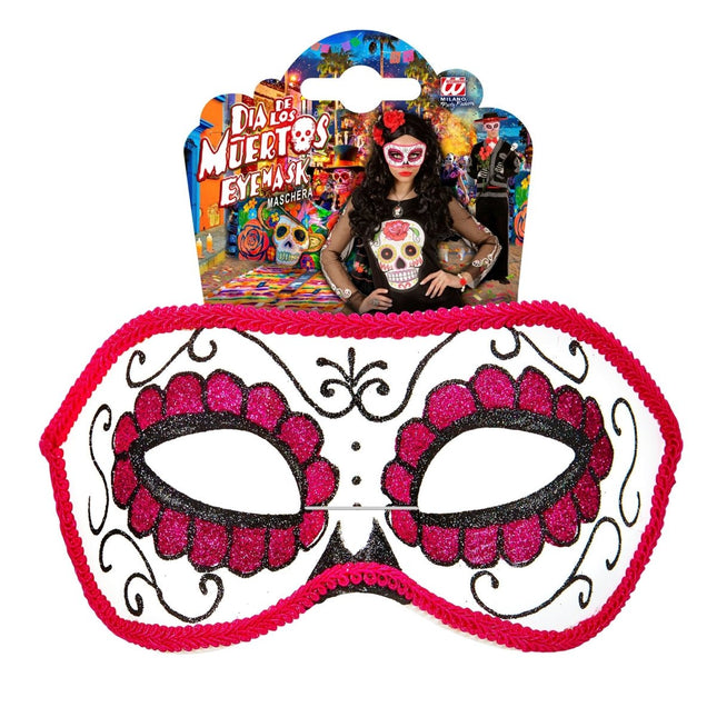 Dia De Los Muertos Oogmasker Roze van Widmann koop je bij Partywinkel