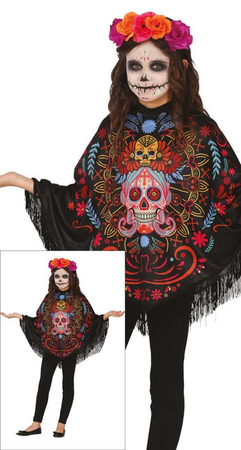 Dia De Los Muertos Poncho Meisje van Fiestas Guirca koop je bij Partywinkel