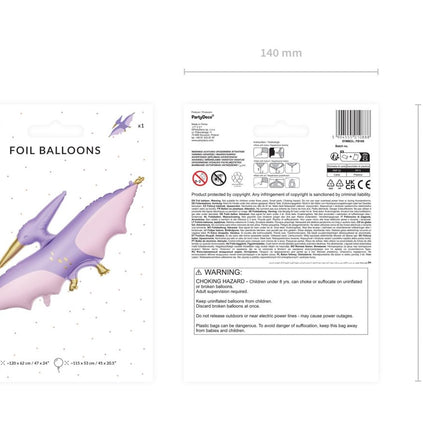 Dino Helium Ballon Leeg 115cm van Partydeco koop je bij Partywinkel
