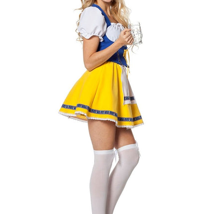 Dirndl Jurk Oktoberfest Geel Blauw van Wilbers & Wilbers koop je bij Partywinkel