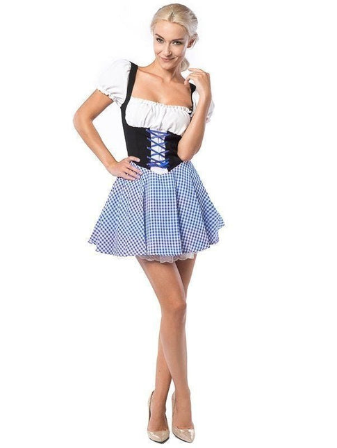 Dirndl Jurk Oktoberfest Geruit Blauw van PartyXclusive koop je bij Partywinkel