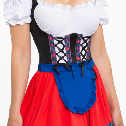 Dirndl Jurk Oktoberfest Rood Blauw Schort van PartyXclusive koop je bij Partywinkel