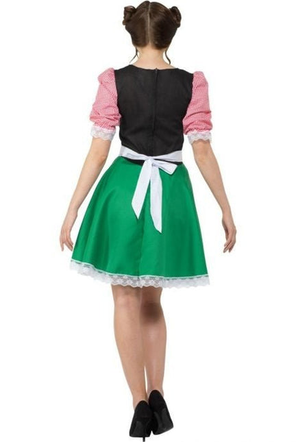 Dirndl Jurk Oktoberfest Rood Groen van Partychimp koop je bij Partywinkel