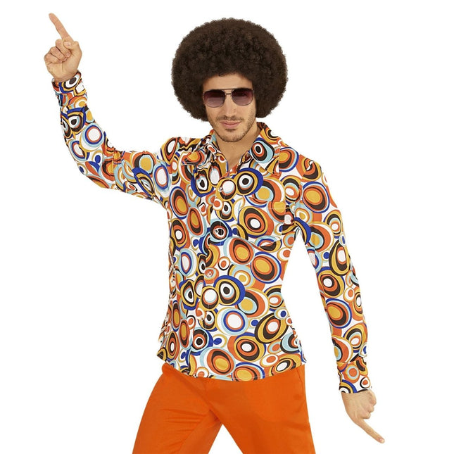 Disco 70S Blouse Blauw Oranje Heren van Widmann koop je bij Partywinkel