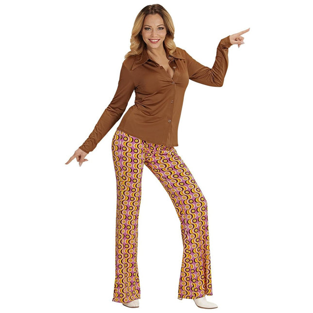 Disco 70S Blouse Bruin Dames van Widmann koop je bij Partywinkel