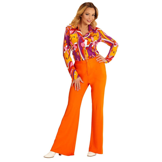 Disco 70S Broek Oranje Dames van Widmann koop je bij Partywinkel
