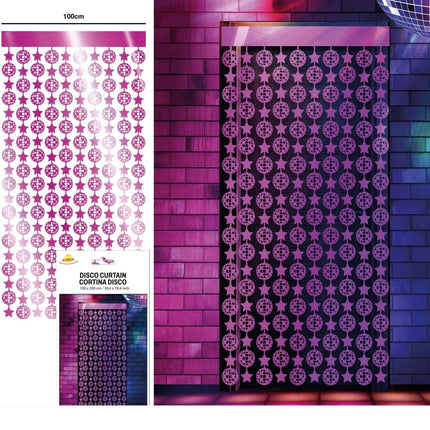 Disco 70S Deurgordijn Roze Metallic 2m van Fiestas Guirca koop je bij Partywinkel