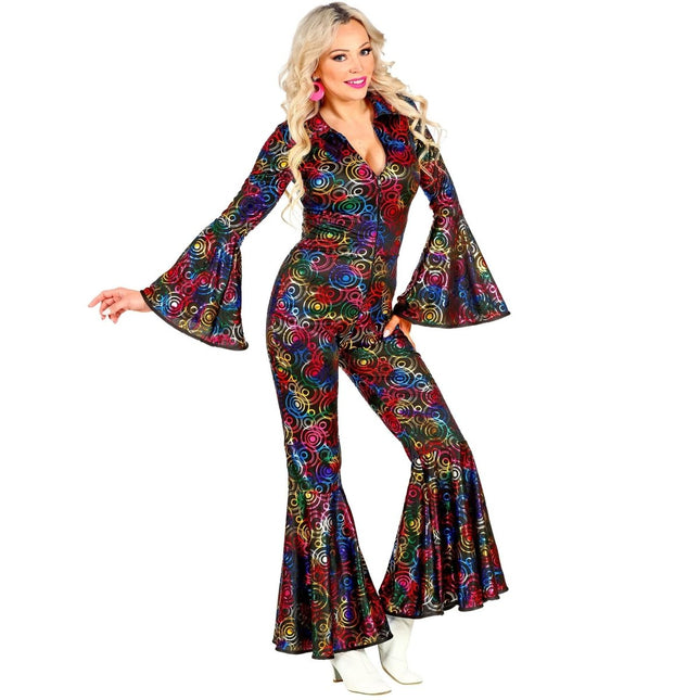 Disco 70S Jumpsuit Gekleurd Dames Cirkels van Widmann koop je bij Partywinkel