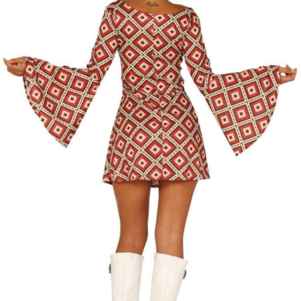 Disco 70S Jurk Blauw Rood Dames van Fiestas Guirca koop je bij Partywinkel