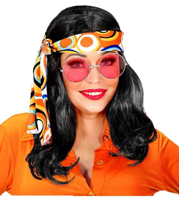 Disco 70S Pruik Zwart Met Hoofdband van Widmann koop je bij Partywinkel