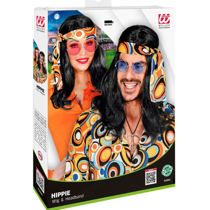 Disco 70S Pruik Zwart Met Hoofdband van Widmann koop je bij Partywinkel