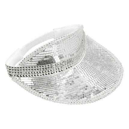Disco 70S Zonneklep Zilver Pailletten van Boland koop je bij Partywinkel
