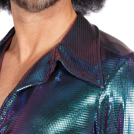 Disco Blouse Metallic Paars Blauw van Wilbers & Wilbers koop je bij Partywinkel