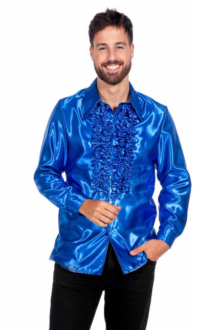 Disco Blouse Ruches Blauw van Wilbers & Wilbers koop je bij Partywinkel