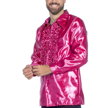 Disco Blouse Ruches Fuchsia van Wilbers & Wilbers koop je bij Partywinkel