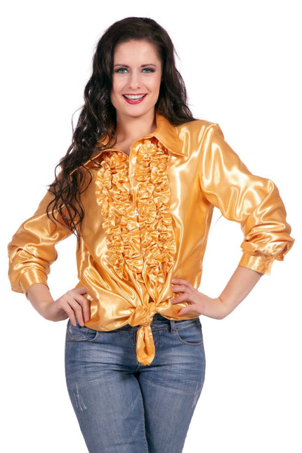 Disco Blouse Ruches Goud van Wilbers & Wilbers koop je bij Partywinkel