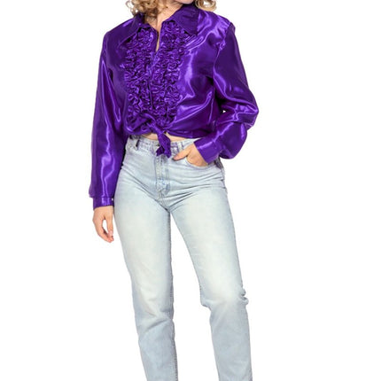 Disco Blouse Ruches Paars van Wilbers & Wilbers koop je bij Partywinkel