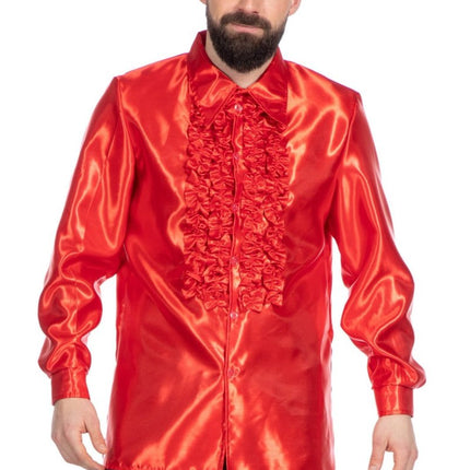 Disco Blouse Ruches Rood van Wilbers & Wilbers koop je bij Partywinkel