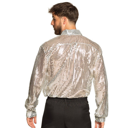 Disco Blouse Zilver Heren Glitter van Boland koop je bij Partywinkel