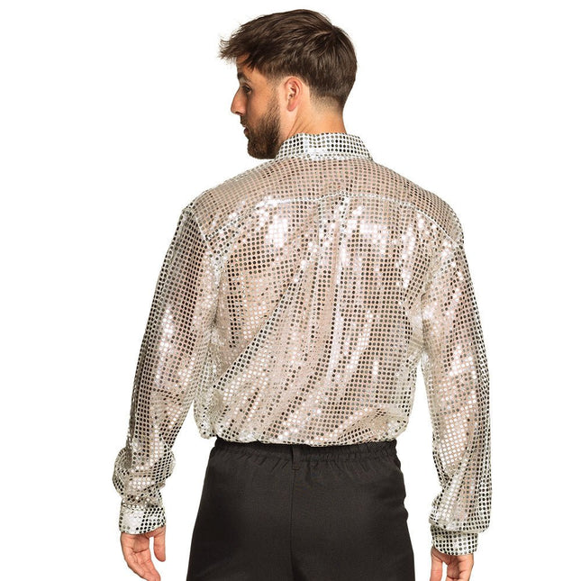 Disco Blouse Zilver Heren Glitter van Boland koop je bij Partywinkel