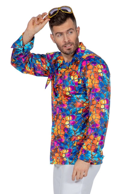 Disco Shirt Jaren 70 Gekleurd van Wilbers & Wilbers koop je bij Partywinkel