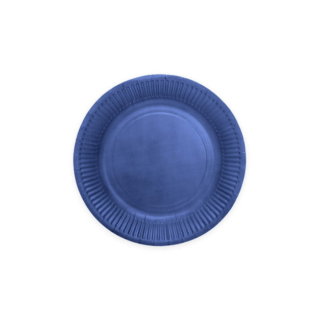Donkerblauwe Borden Papier 18cm 20st van WeFiesta koop je bij Partywinkel