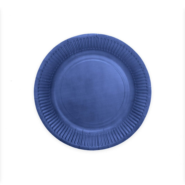 Donkerblauwe Borden Papier 23cm 16st van WeFiesta koop je bij Partywinkel