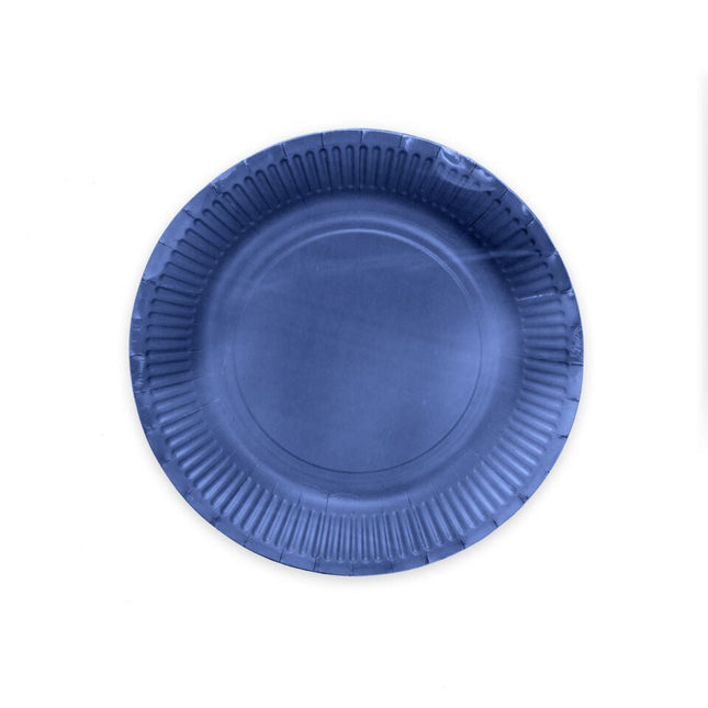 Donkerblauwe Borden Papier 23cm 16st van WeFiesta koop je bij Partywinkel