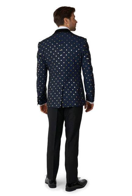 Donkerblauwe Goud Stip Smoking Heren OppoSuits van OppoSuits koop je bij Partywinkel
