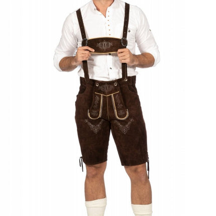 Donkerbruine Lederhose Heren Kort van Wilbers & Wilbers koop je bij Partywinkel
