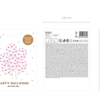 Doorzichtige Ballonnen Roze Hartjes van Partydeco koop je bij Partywinkel