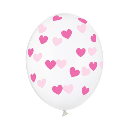 Doorzichtige Ballonnen Roze Hartjes van Partydeco koop je bij Partywinkel