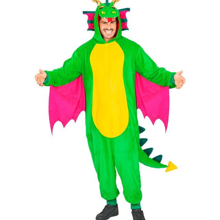 Draak Pluche Jumpsuit met Kap en Masker van Widmann koop je bij Partywinkel