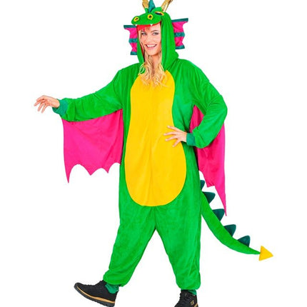 Draak Pluche Jumpsuit met Kap en Masker van Widmann koop je bij Partywinkel