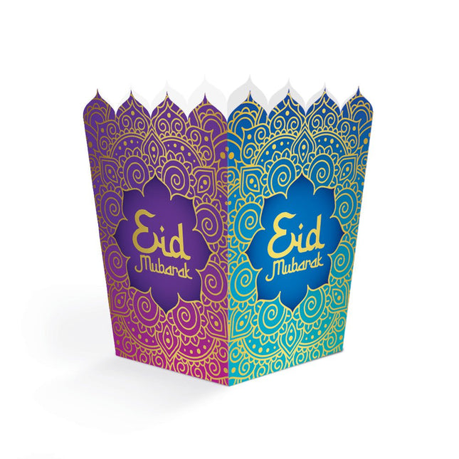 Eid Mubarak Snackbakjes Paars Blauw 8st van WeFiesta koop je bij Partywinkel