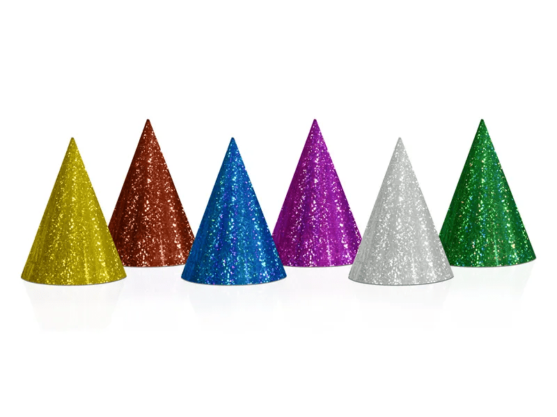 Feesthoedjes Holografisch 16cm 120st van Partydeco koop je bij Partywinkel