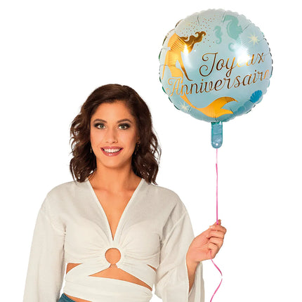 Joyeux Anniversaire Helium ilmapallo Merenneito Tyhjä