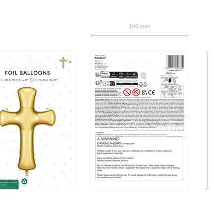 Ehtoollinen Helium ilmapallo Risti Tyhjä 1.3m
