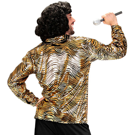 Disco 70S paita Kulta Miesten Tiger Print